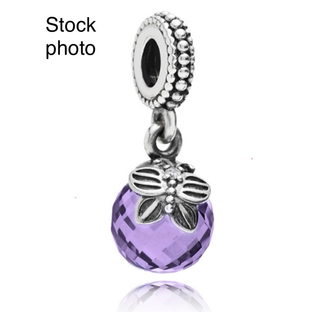 **NEW**PANDORA STERLING SILVER PURPLE CUBIC ZIRCONIA PENDANT CHARM
